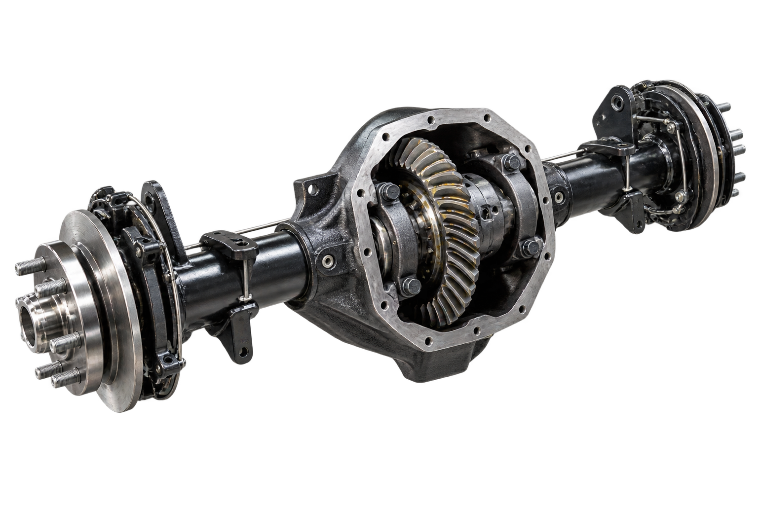 Isolated automotive rear differential and axle carrier assembly