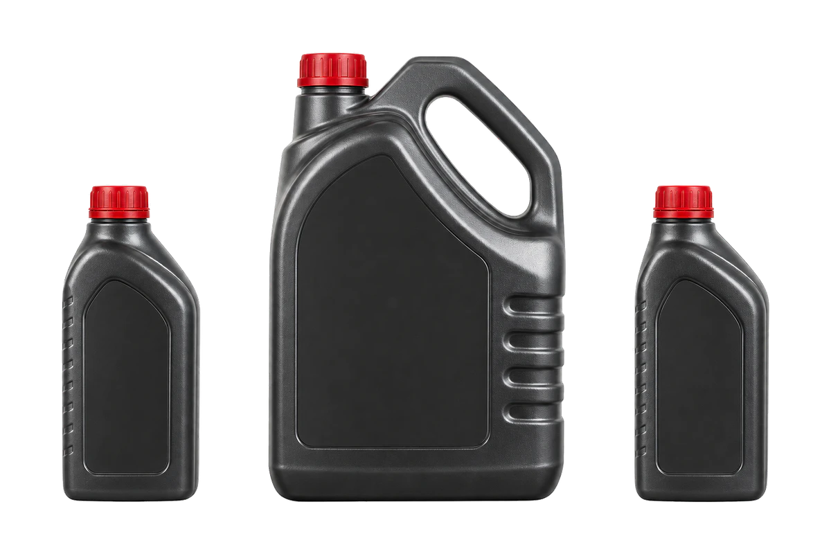 Representative retail-style motor oil containers for preventive maintenance